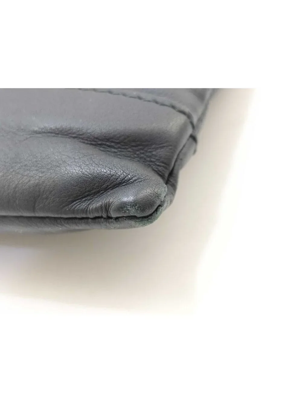 Balenciaga Clutch Navy Clip Black Leather Silver